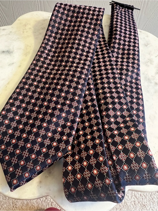 Alexander Julian Other - Alexander Julian Silk Black Tie with Red Geometric Medallions